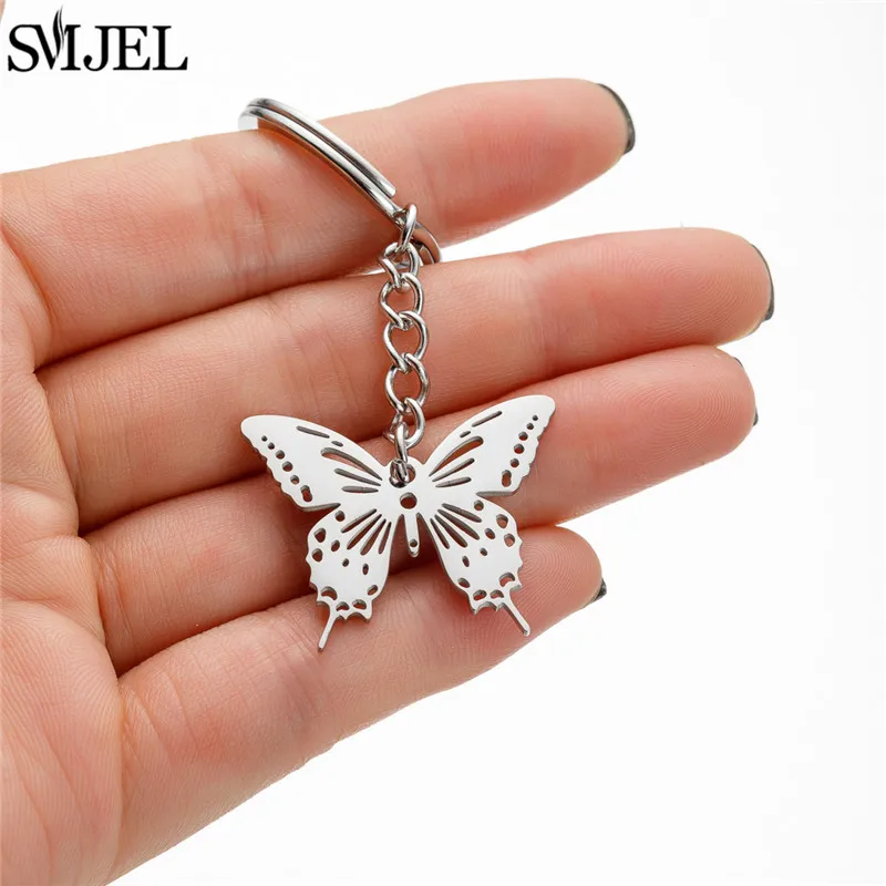 Metal Animal Pendant Keyring Fashion Unicorn Owl Butterfly Keychain Stainless Steel Key Chain Ring Accessories Creative Gift
