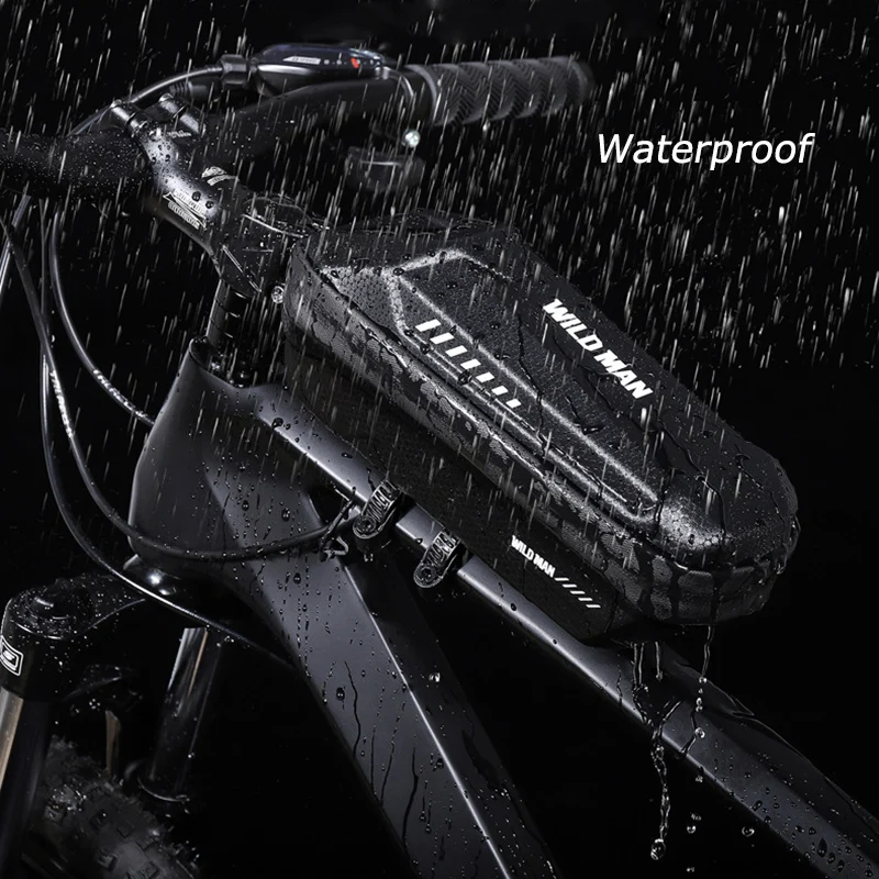 WILD MAN Rainproof Bike Bag Reflective Bicycle Frame Bag EVA Hard Shell Front Cycling Bag Top Tube Bicycle Bag Bike Assessoires