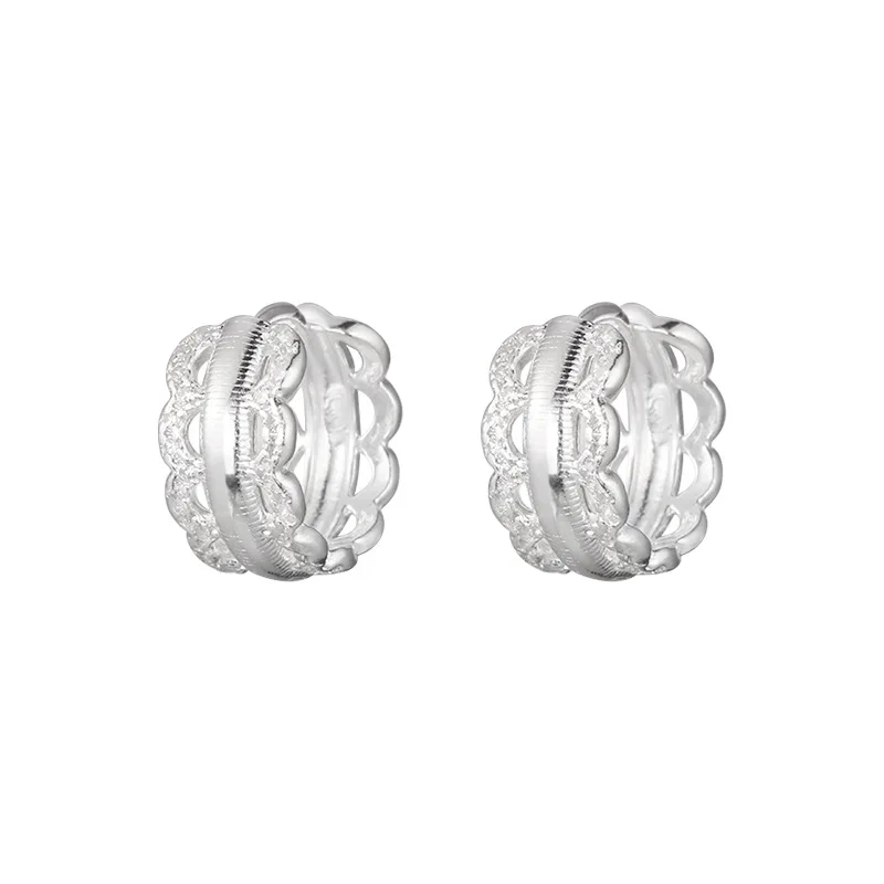 [Cciris.Com] 999 Silver Lace Hollow Ear Cuff Nickel Free Hypoallergenic Minimalist Wholesale Dainty Jewelry for Women