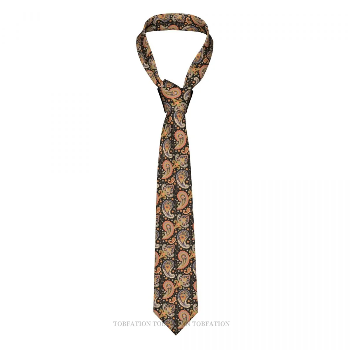 

Paisley Vintage Orange Men Ties 3D Printed Hip-Hop Street Business Wedding Party Shirt Accessories