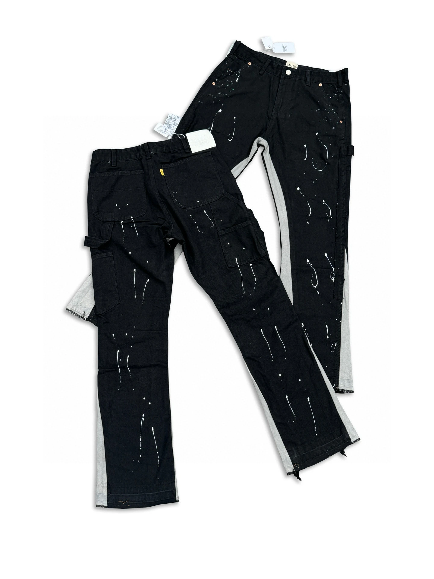 

Джинсы с талией в стиле ретро, лоскутные джинсы, уличные брюки с чернилами, расклешенные повседневные длинные брюки с микро-расклешенями для мужчин и женщин