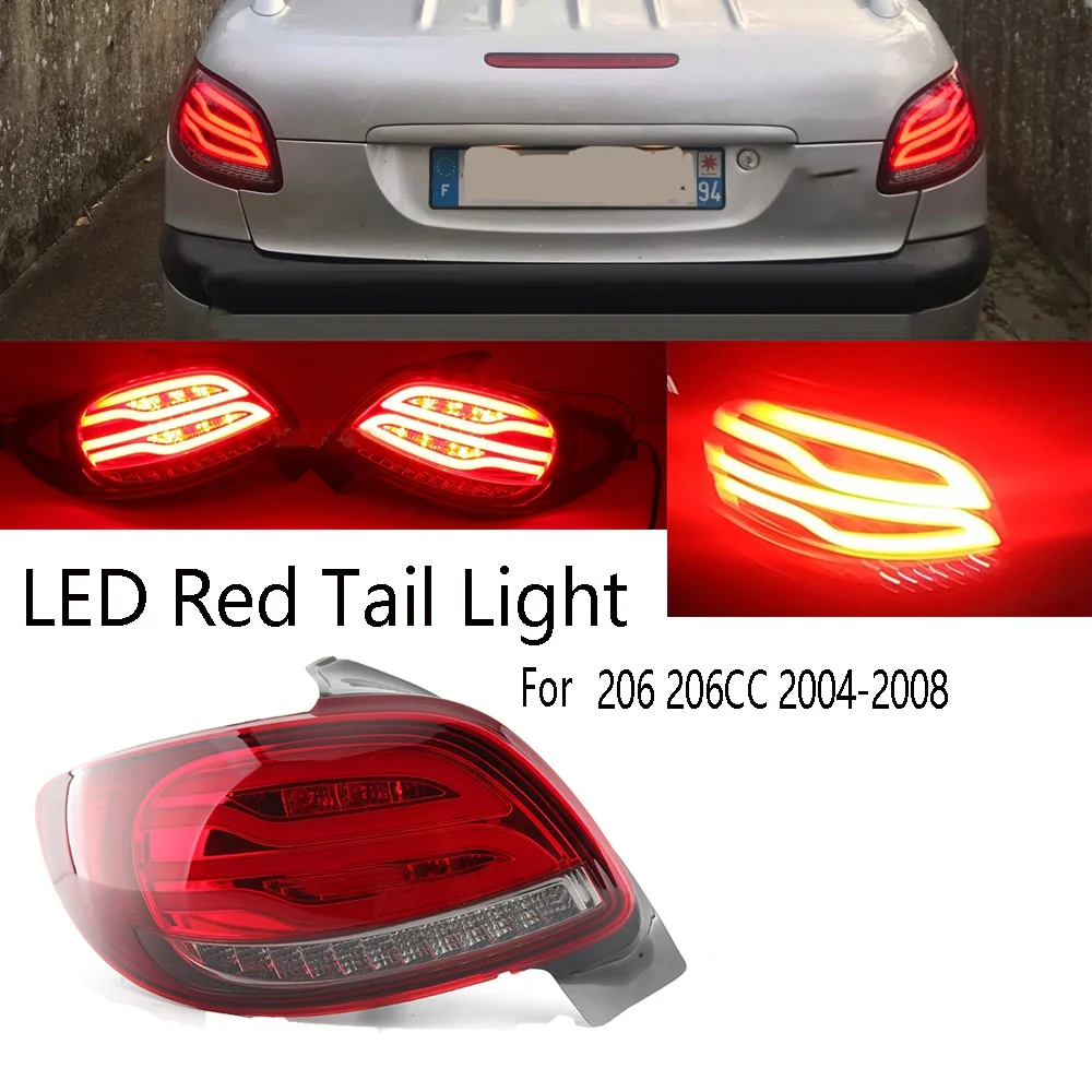 Car Right LED Red Tail Light Rear Turn Signal Brake Stop Bumper Fog Lamp for Peugeot 206 206CC 2004 2005 2006 2007