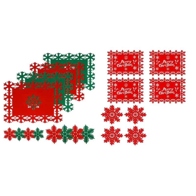 Pack of 12 Snowflake Shaped Felt Placemats Christmas Table Mats for Gatherings 45BE