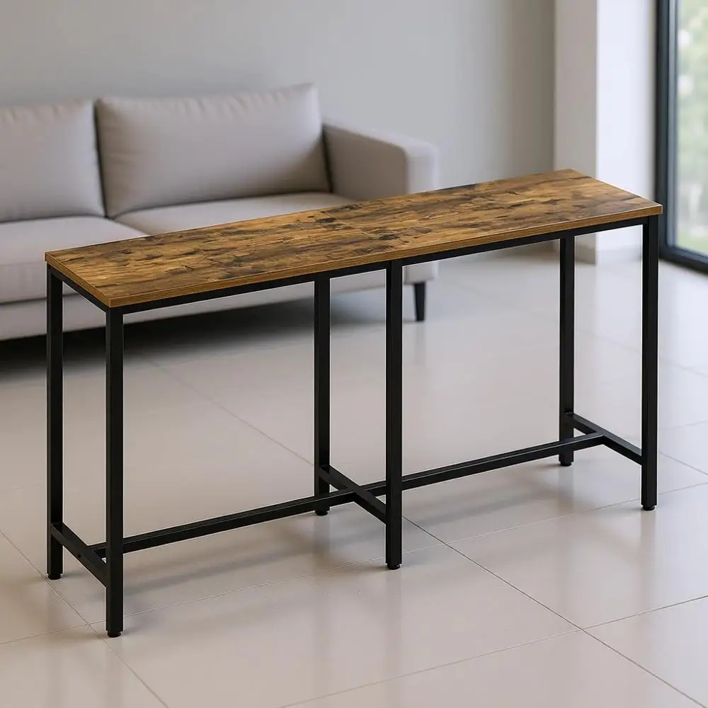 

Высокий барный стол 55 дюймов в деревенском стиле, коричнево-черный, для кухни, столовой и гостиной