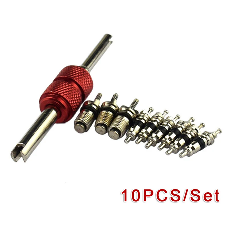 

10Pcs/Set Car Air Conditioner Valve Core With Wrench Removal Installer Tool Vehicle Auto Car A/C Air Conditioning System Repair