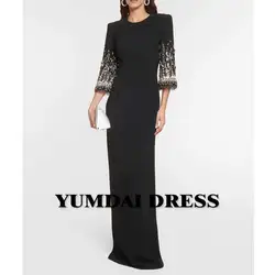 YUMDI Black Rhinestone Luxury Women's Party Dress High-end Formal Stage Performance Evening Gown Haute Couture Long Dress