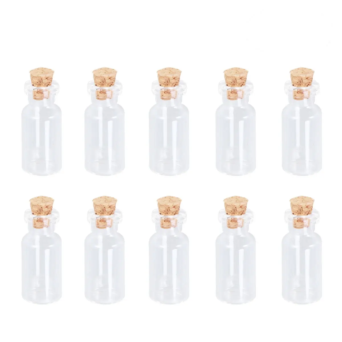 

25 шт. мягких пробковых пробирок из прозрачного стекла с крышками, многоразовые, для конфет, путешествий, хранения лосьонов, 16x35x7 мм, стеклянные пробирки