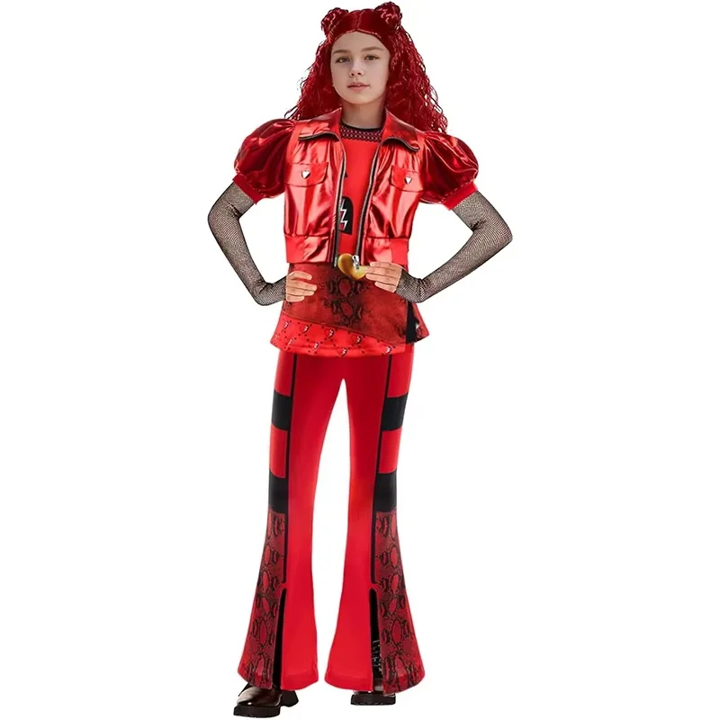 

Girls Red Jacket + Print Top + Pants Movie Cosplay Sets For Childrens Princess Birthday Party Halloween Christmas Dress Up