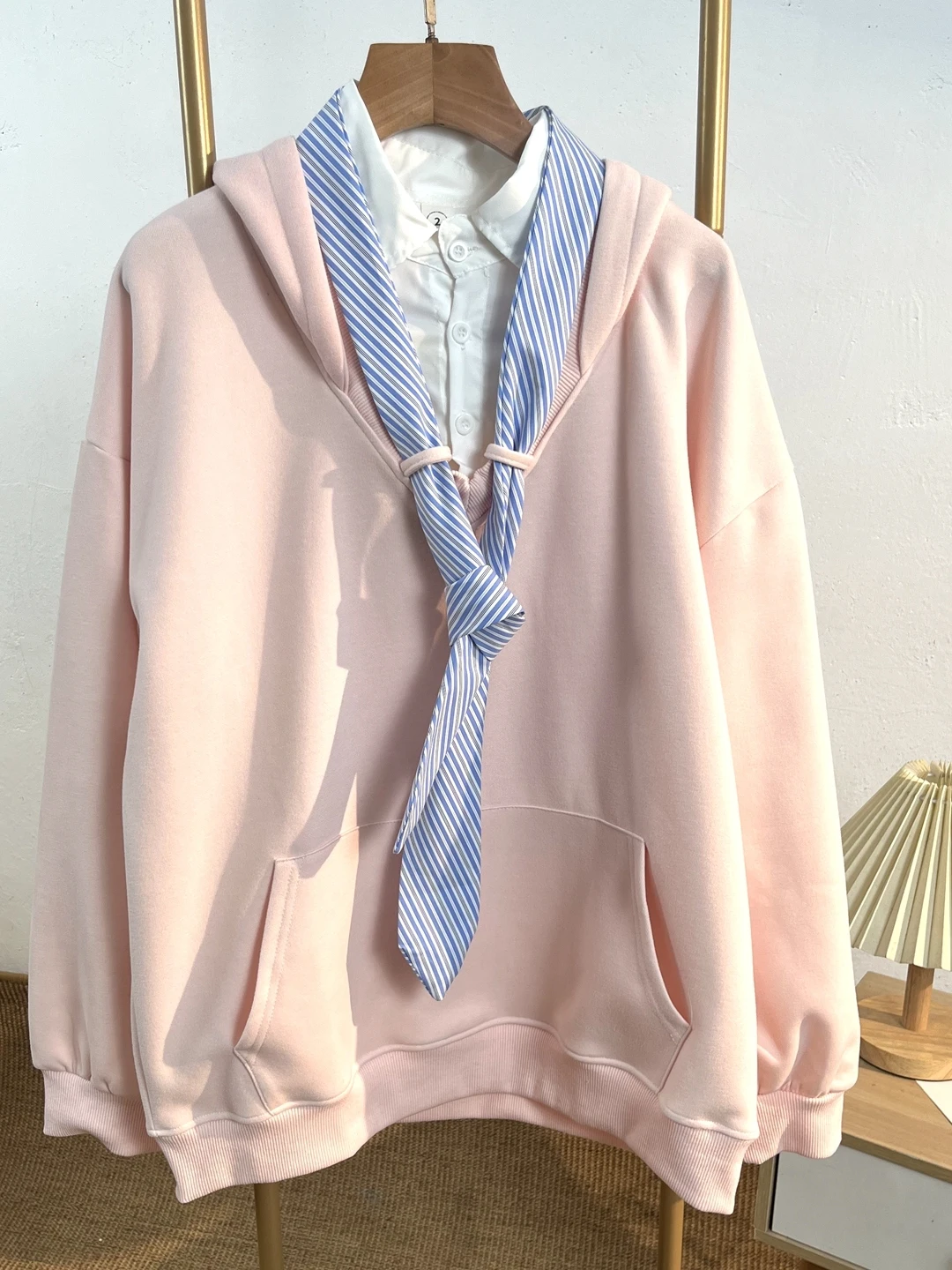 

Женская толстовка свободного кроя с длинными рукавами, весенне-осенняя, с тонким полосатым узором, имитация двухслойности, повседневная одежда