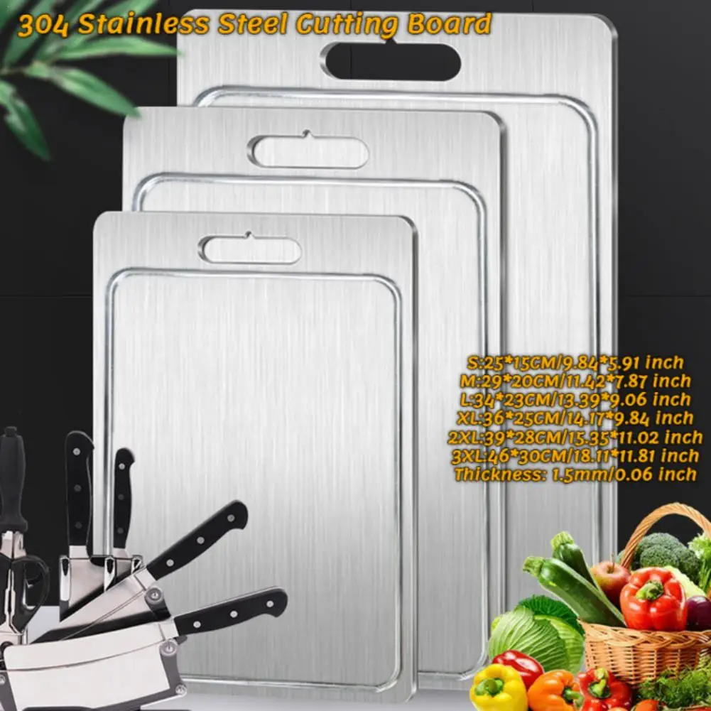 NEW Titanium Cutting Boards For Kitchen Stainless Steel Cutting Board 304 Stainless Steel Double-Sided Food Grade Cutting Board