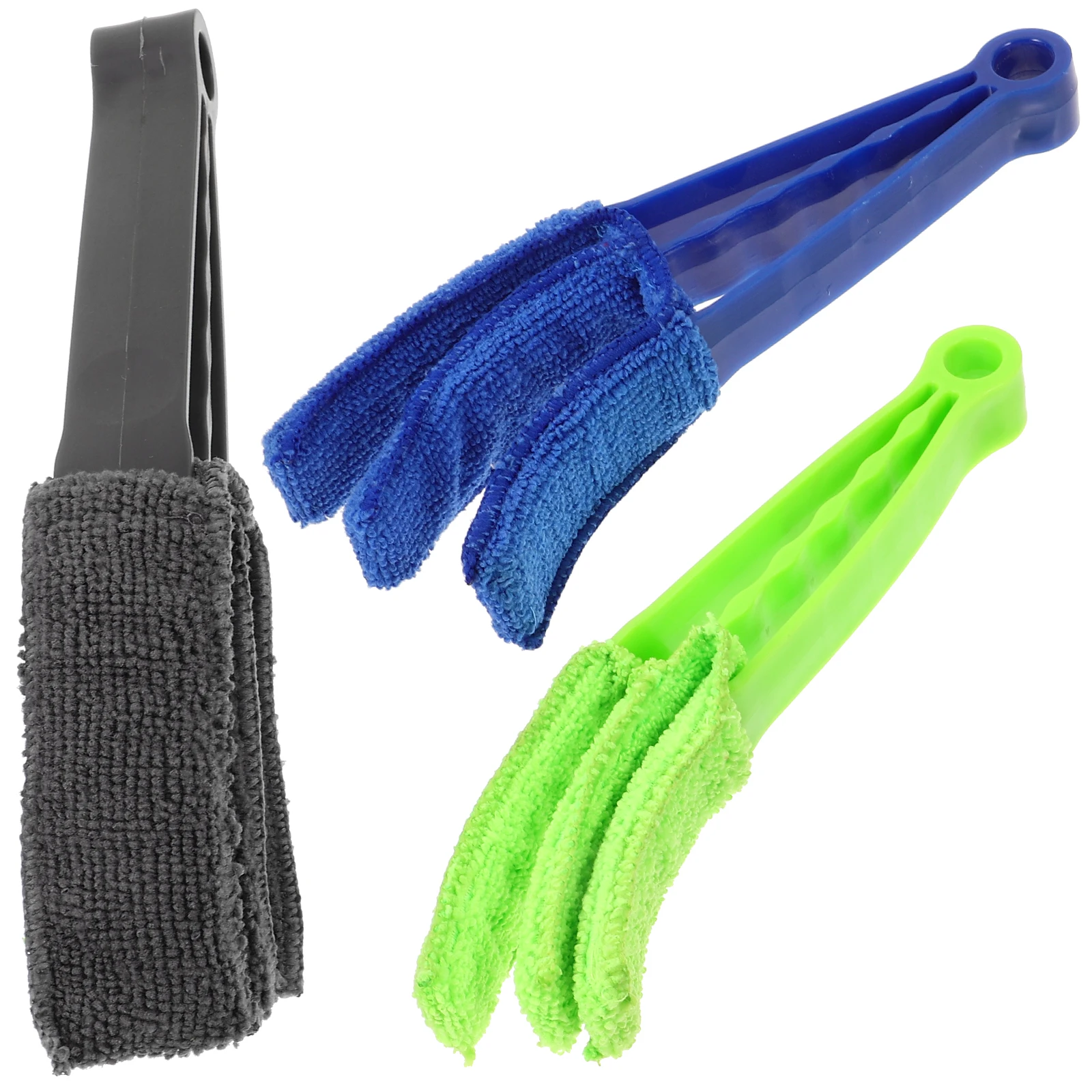 

3pcs Cleaning Brush for Air Outlet Car Vent Green Gray Blue Detachable Soft Bristles Blind Duster Portable Tools