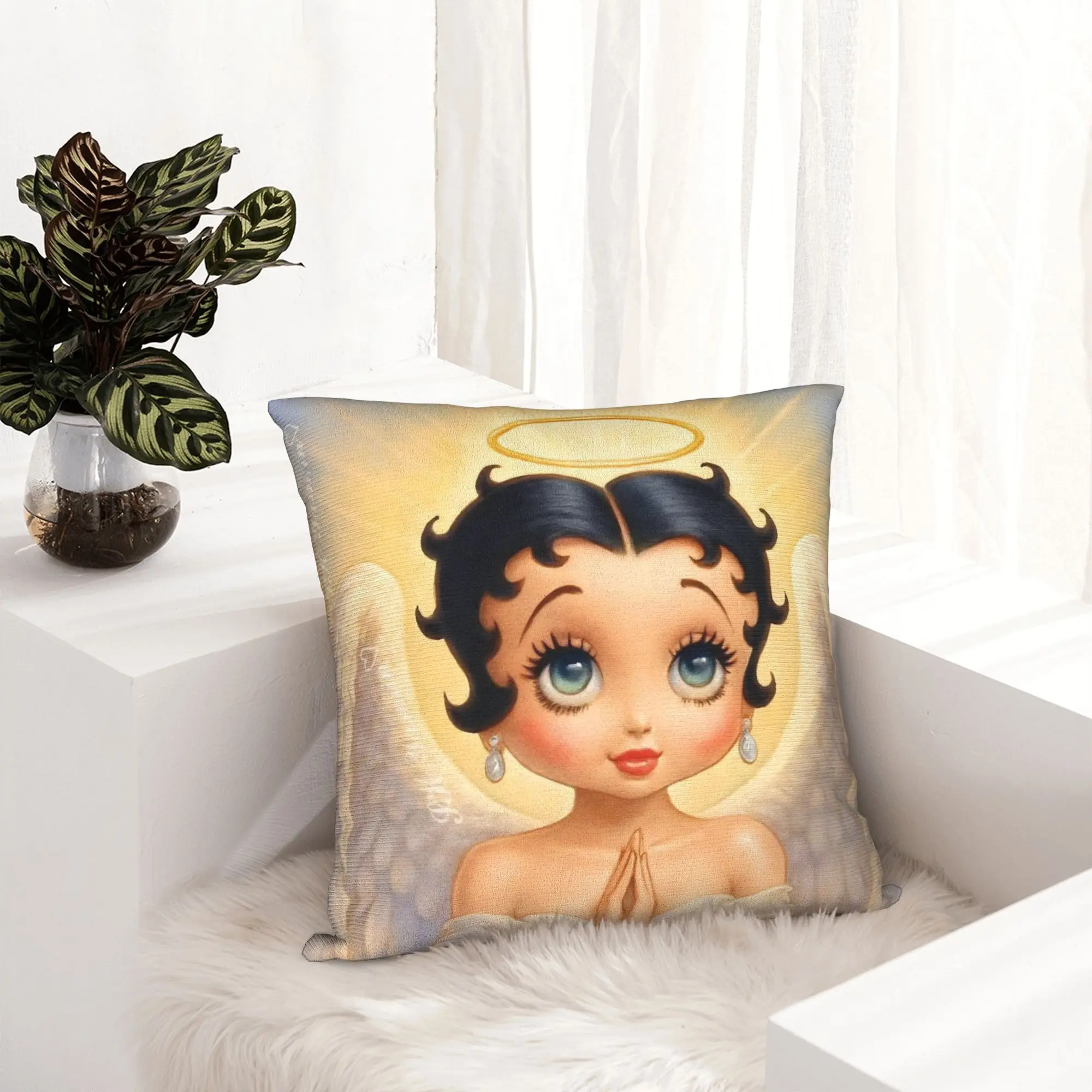 Anime B-Betty BoopS Pillowcase Printed Polyester Cushion Cover Gift Cartoon Pillow Case Cover Home Zippered 45X45cm