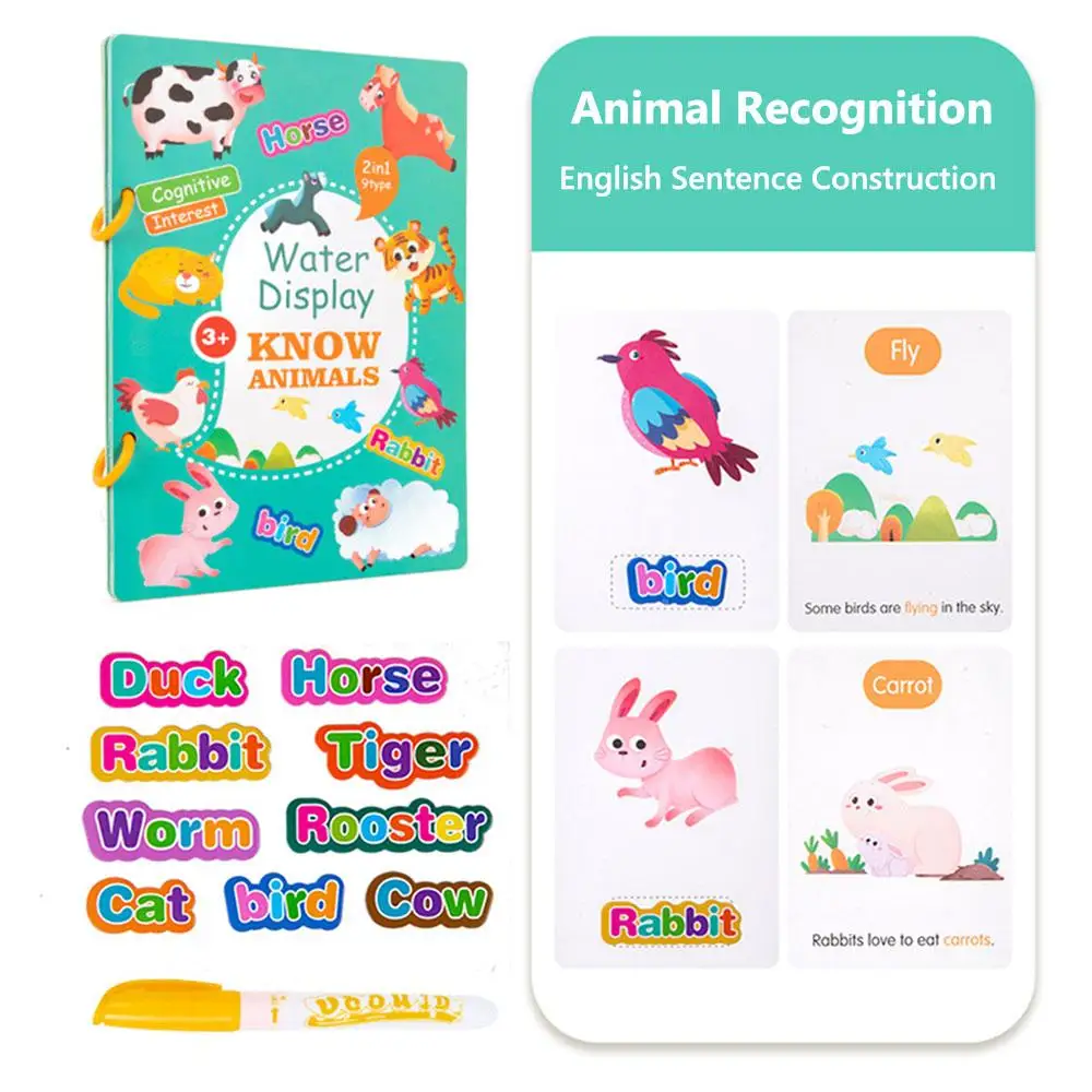 Reusable Water Drawing Book Early Education Quiet Activity Coloring Book Interactive Toy Montessori Drawing Toys