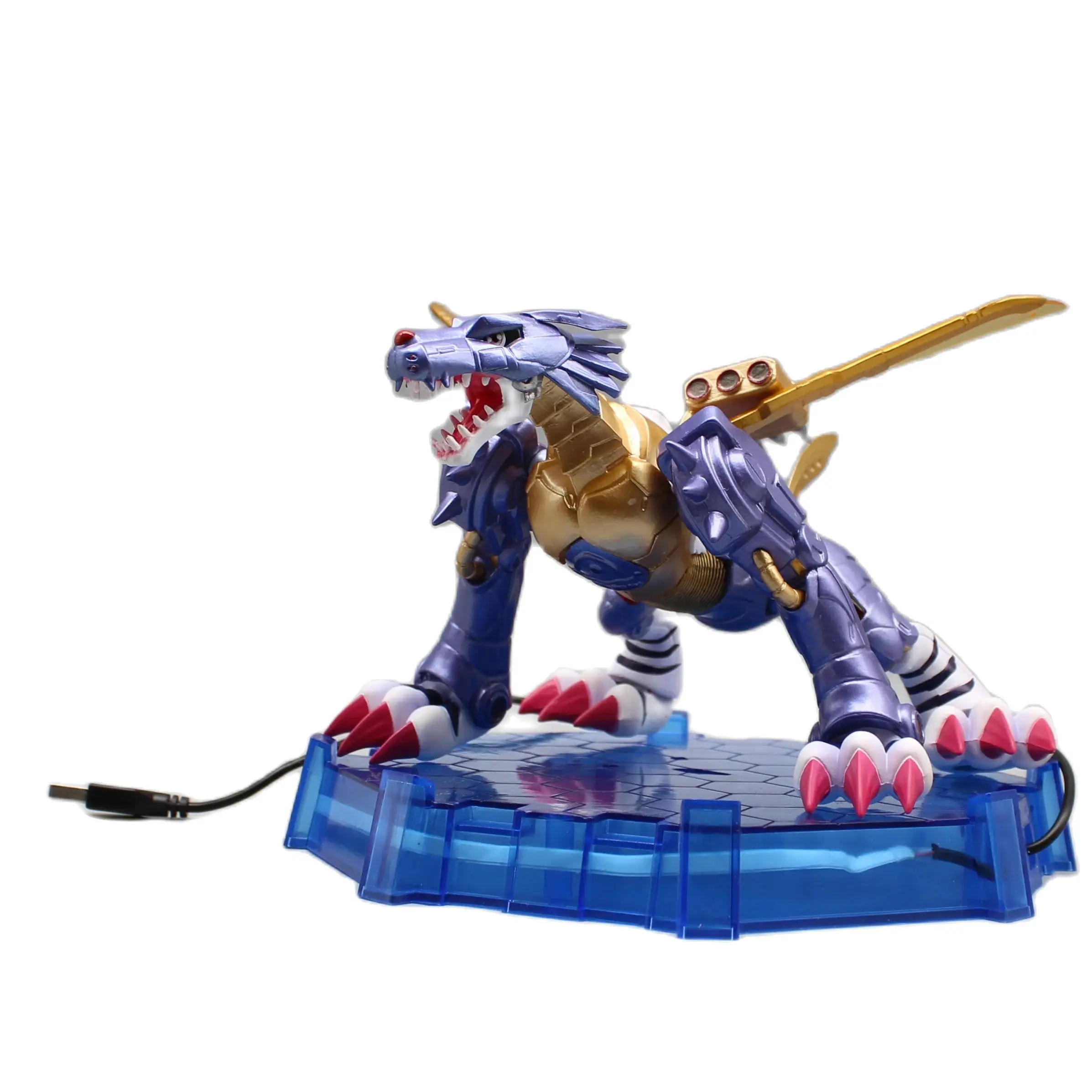 Digimon Aventura Garurumon Brilhante Animação Figura, Máquinas De Aço Digital, Lobo Anime Modelo Ornamentos Decoração, 14,5 cm