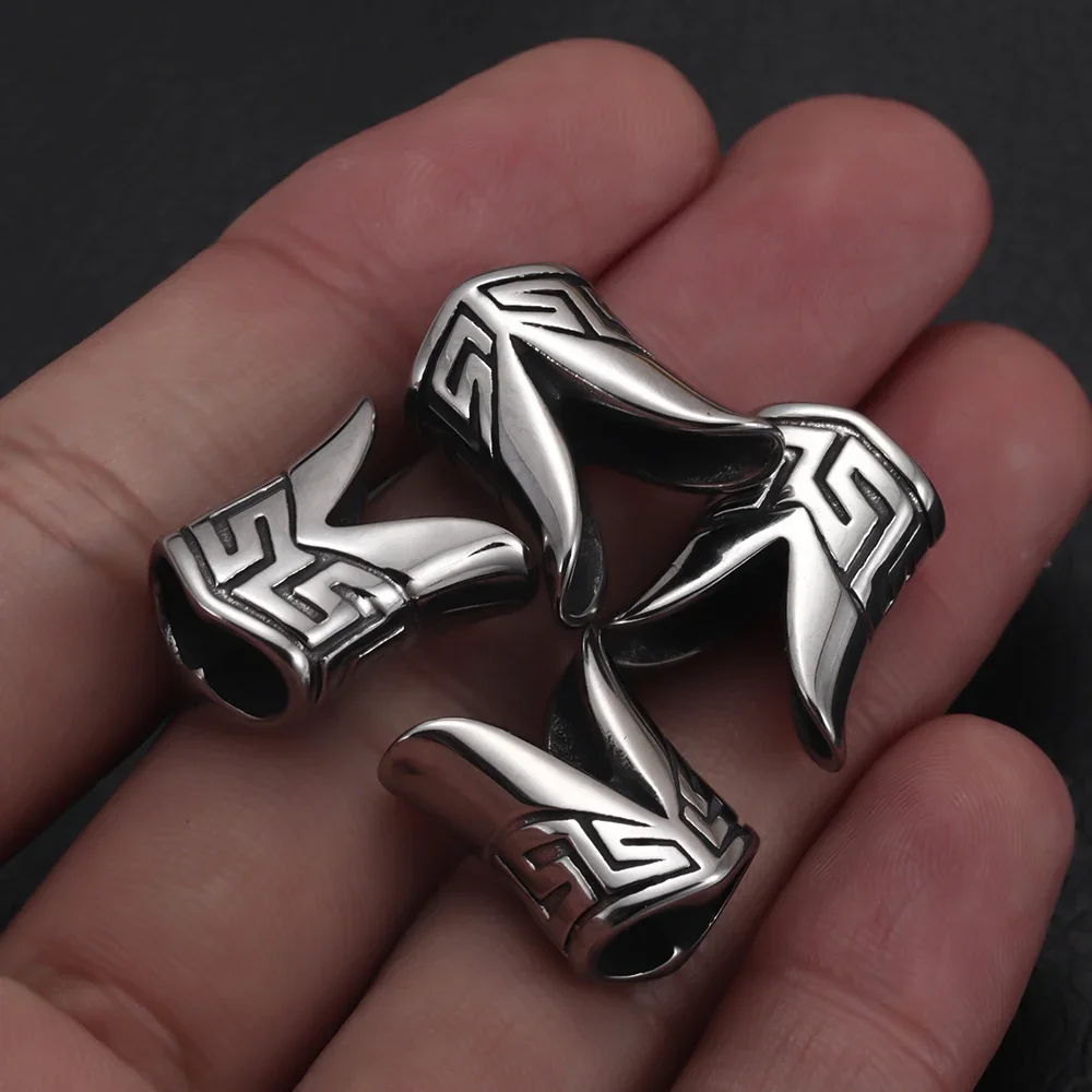 316L Stainless Steel Slide Beads Double Hole Fit 5mm Rope Jewelry Making DIY Men\'s Leather Bracelet Spacer Metal Charms
