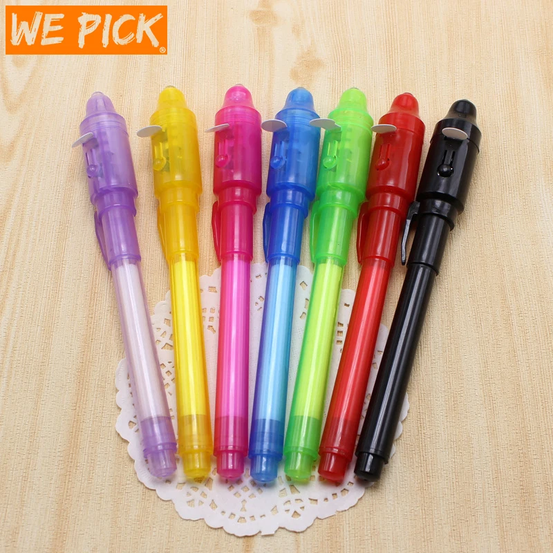 7PCS/SET UV Light Pen Invisible Magic Pencil Secret Fluorescent Pen for Writing Pad Kids Child Drawing Painting Board