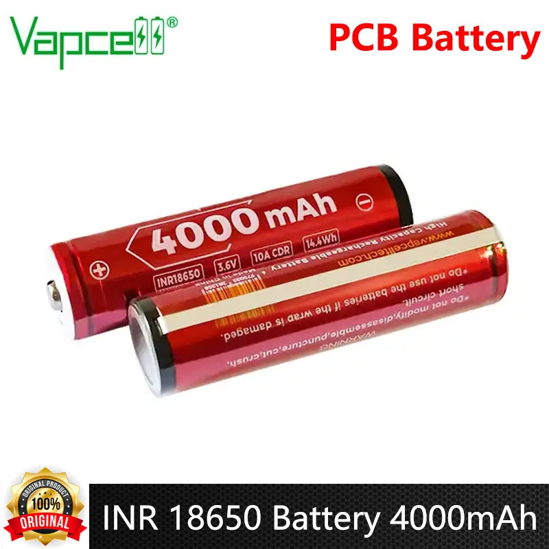 Original Vapcell INR 18650 Battery With Protection Circuit Board N40 N36 F38 PCB Battery 4000mAh Rechargeable Lithium Battery