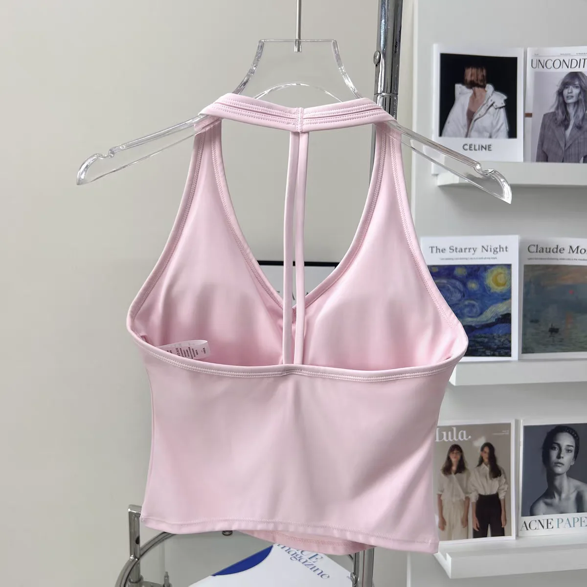 Atmungsaktive Sport-BH-Polster für Damen, Push-up-BH mit hängendem Hals, sexy Sport-Weste mit offenem Rücken, Yoga-Tanktop, Fitness- und Trainings-Top für das Gym – Detail 4