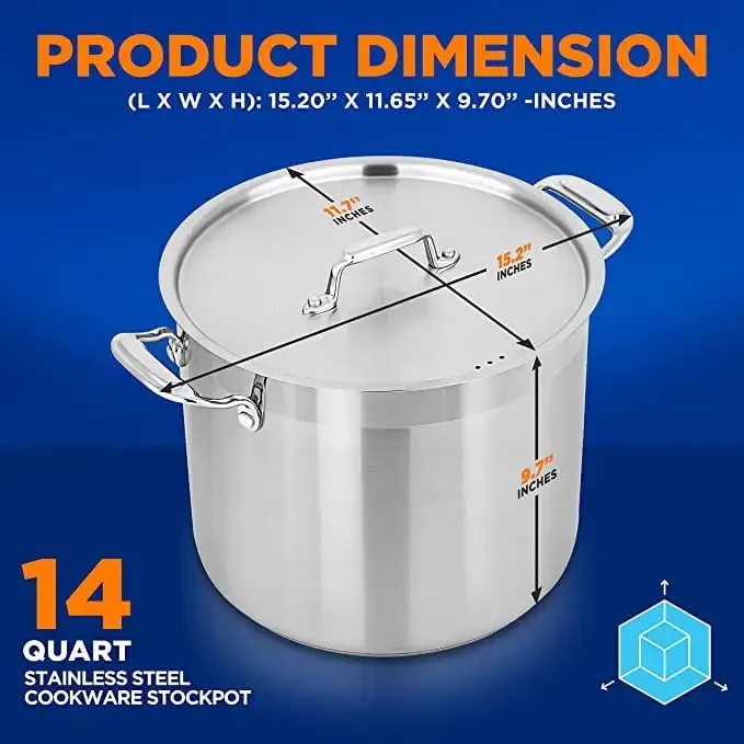 

Stainless Steel Cookware Stockpot - 14 Quart
