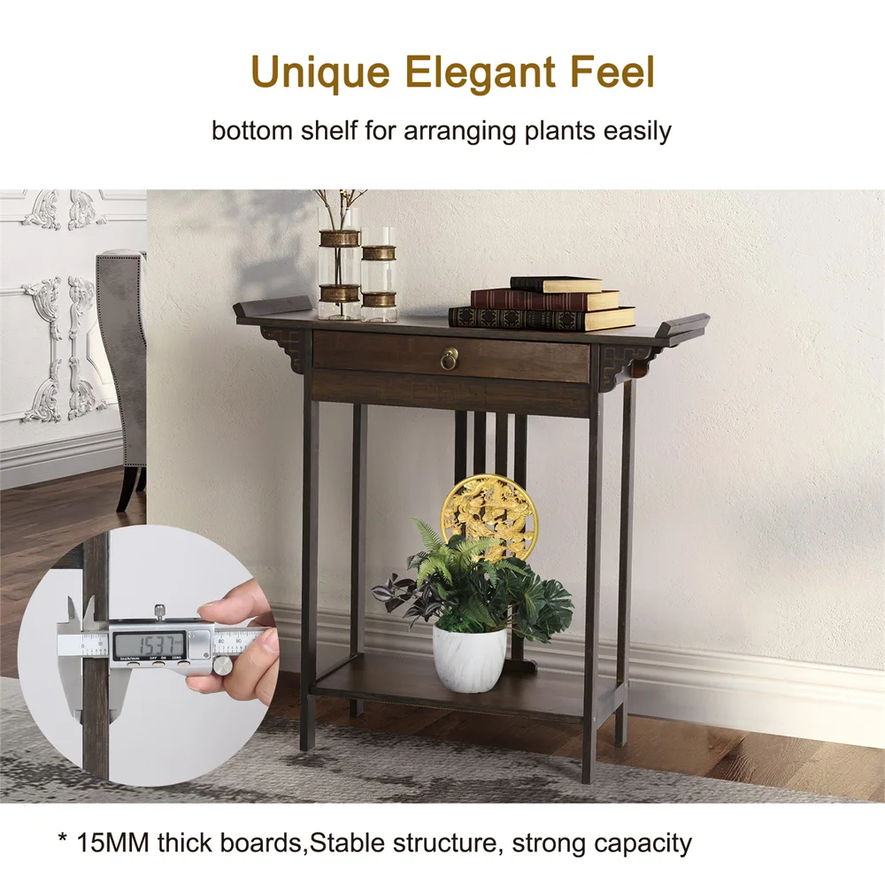 LUVODI Vintage Wood Console Table with Drawer Entryway Hallway Sofa Table for Living Room Storage
