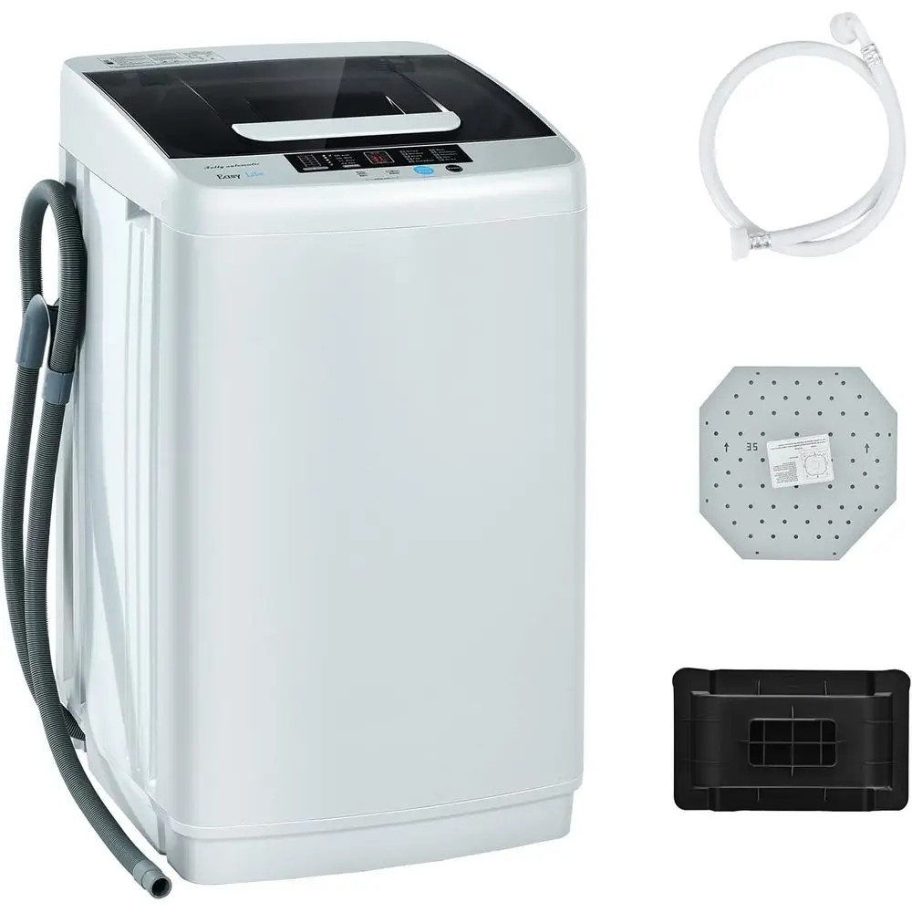 

Compact Dual-Function Laundry Washer and Spin Dryer, 10 Programs, 8.8lbs Capacity, Drain Pump, LED Display, Suitable for RVs and