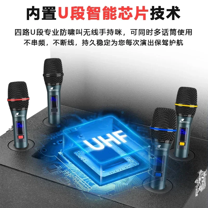 Outdoor wireless microphone Karaoke audio high power square dance 18 inch heavy bass KTV speaker with battery