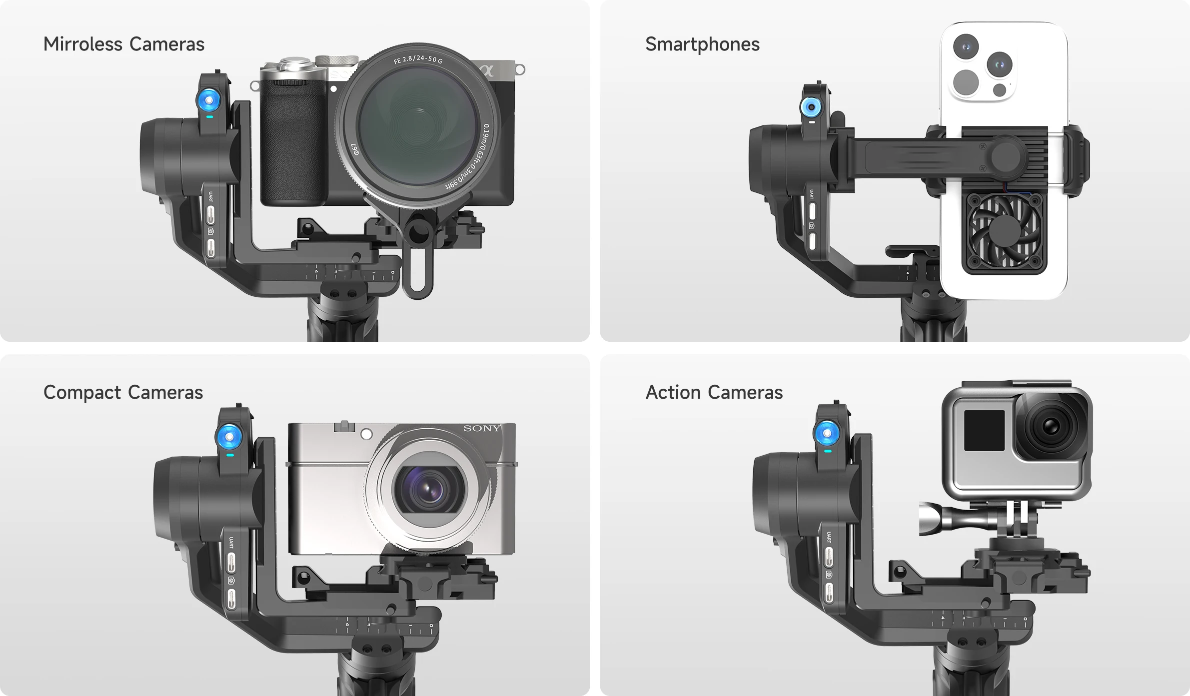 FeiyuTech SCORP Mini 3 Gimbal-Stabilisator für Smartphone, integriertes AI-Tracking-Modul, Lüfter, 2 kg Nutzlast mit integriertem Griff – Detail 12