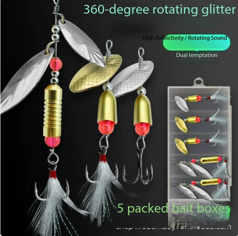 

Fishing Lure Composite Spinner Seed Spoon Kit Spin Flash Fine Wire Barbed Hook Freshwater Saltwater for Bass Perch Mackerel