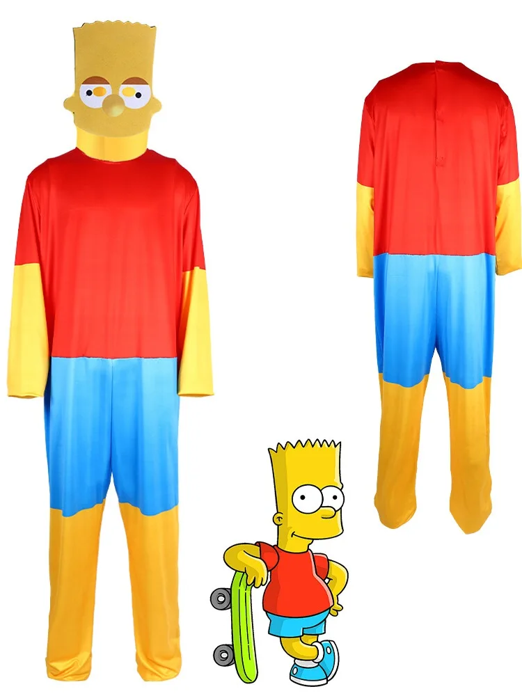 Simpsons fly loween roupa de performance de desenho animado macacão de poliéster conjunto de fantasia de fone de ouvido para mulheres roupas étnicas de palco