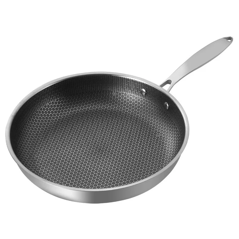 Stainless steel full screen honeycomb household fried eggs steak pancakes frying pan induction cooker non-stick pan