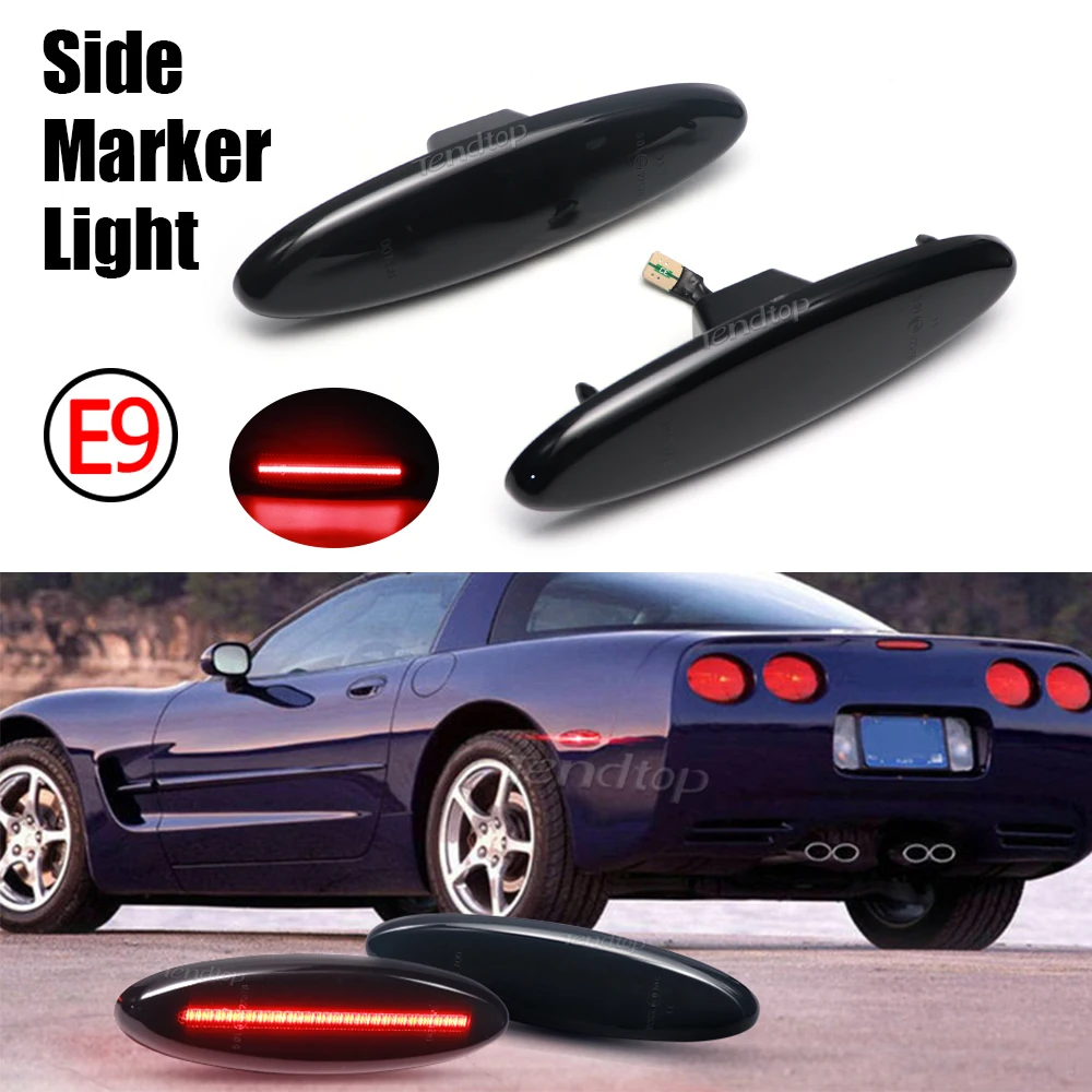 2pcs Smoked Lens Fender Side Marker LED Rear Bumper Side Marker Light For Chevrolet Chevy C5 Z06 Corvette 1997-2004