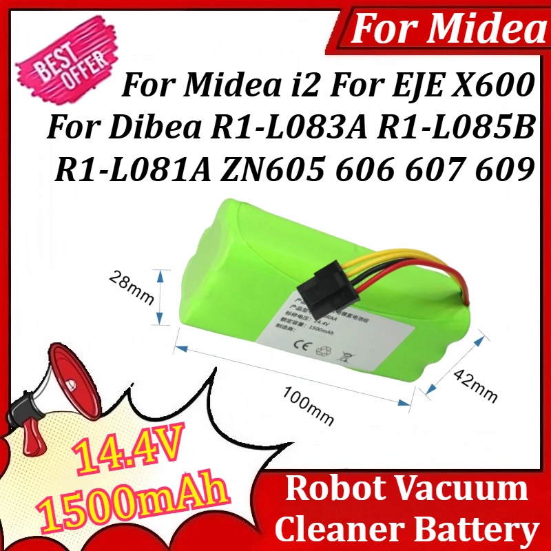 

14.4V 1500mAh Robot Vacuum Cleaner Battery for Midea i2 for EJE X600 for Dibea R1-L083A R1-L085B R1-L081A ZN605 606 607 609