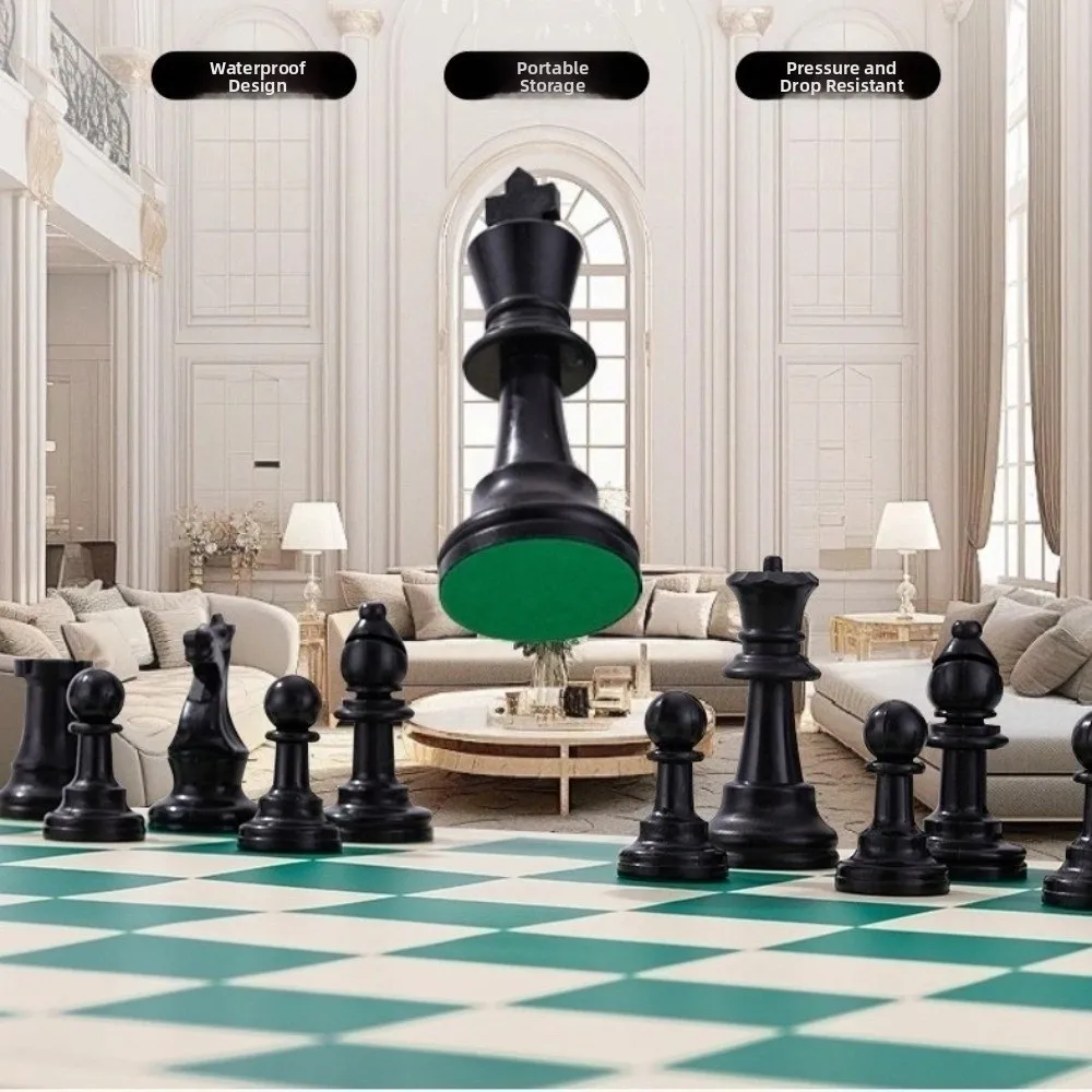 36/42/51cm Chessboard Medieval Chess Set Folding Board Non Slip Mat Tournament Chess Board Games Resin Rollable