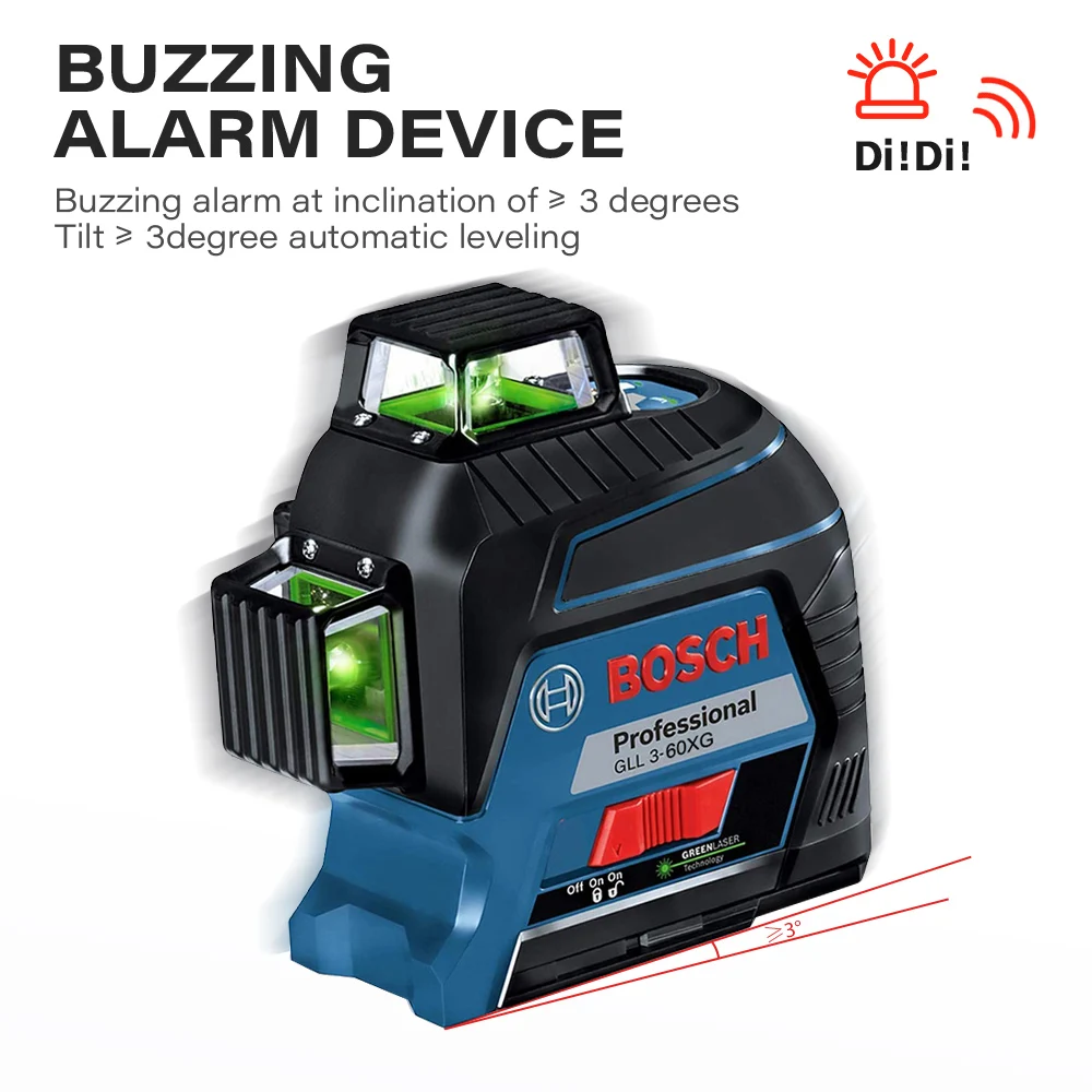 BOSCH 12 linee livello Laser verde livello 3D autolivellante 360 croce orizzontale e verticale Super potente strumento di misurazione GLL3-60XG