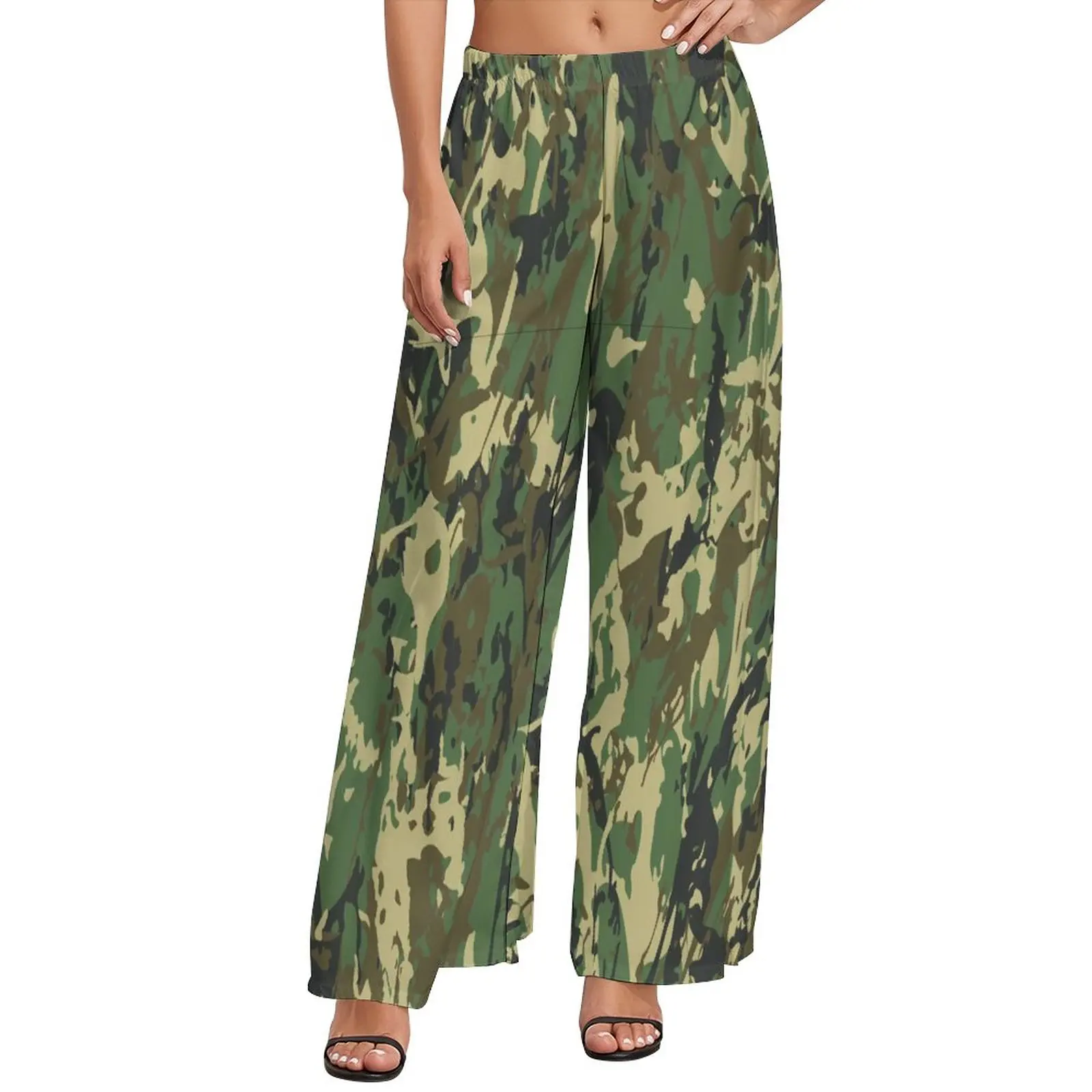 Cool Military Camo Pants Camouflage Pattern Streetwear Straight Wide Leg Pants High Waist Casual Trousers Big Size 5XL 6XL