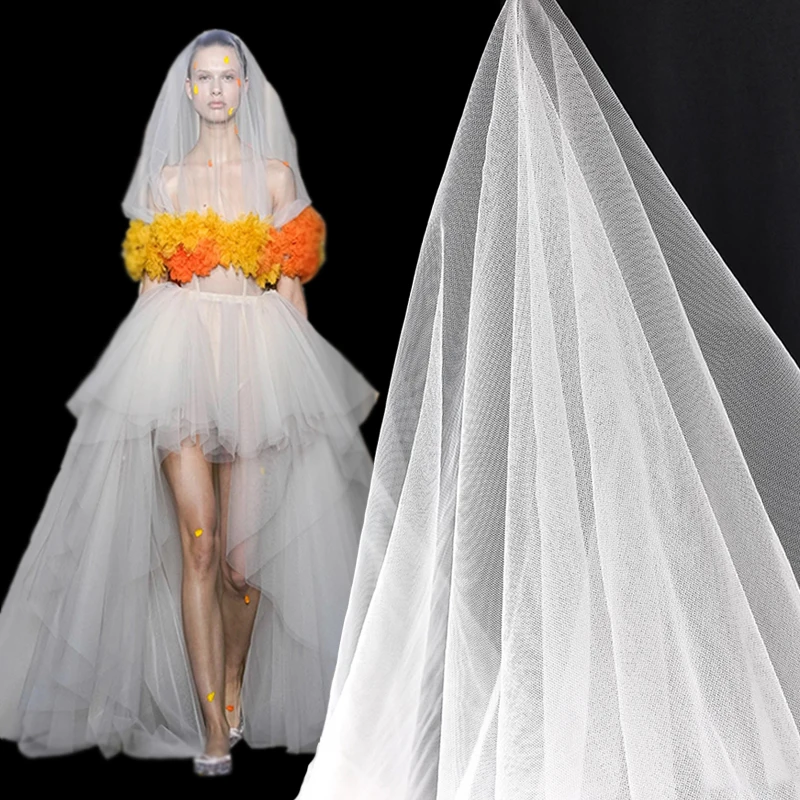 

Мягкая прозрачная тюлевая ткань, белая нежная однотонная кружевная ткань для свадебного платья, материал для ручной работы, сделай сам, модельер, текстиль