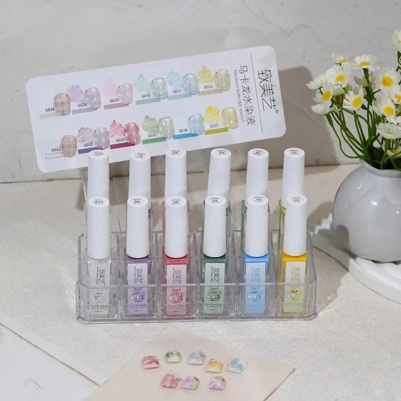

12Colors Macaron Blooming Gel Polish Air Dry Soak off Spread Marble Nail Polish Gel Paint Applicable Nail Art Design Gel