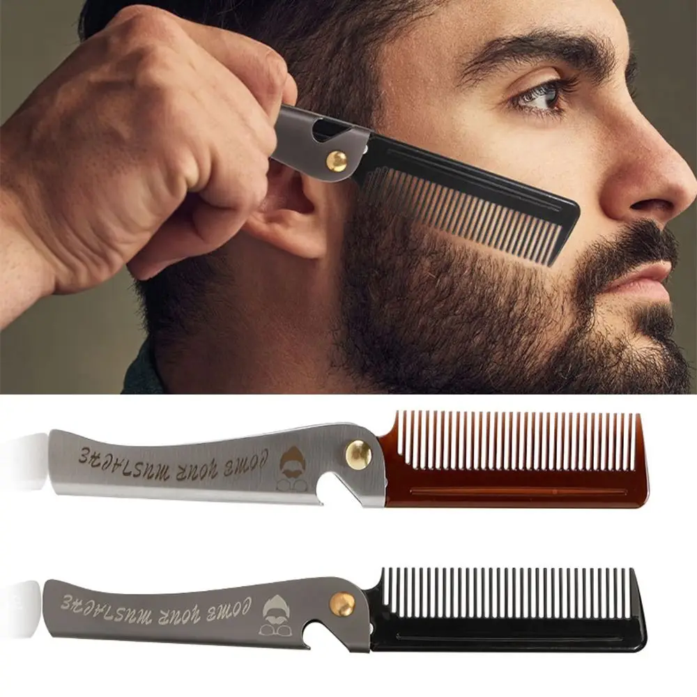 

Multi-functional Retro Folding Beard Comb Anti-Static Pocket Comb Mustache Comb Foldable Portable Men Hair Comb Male
