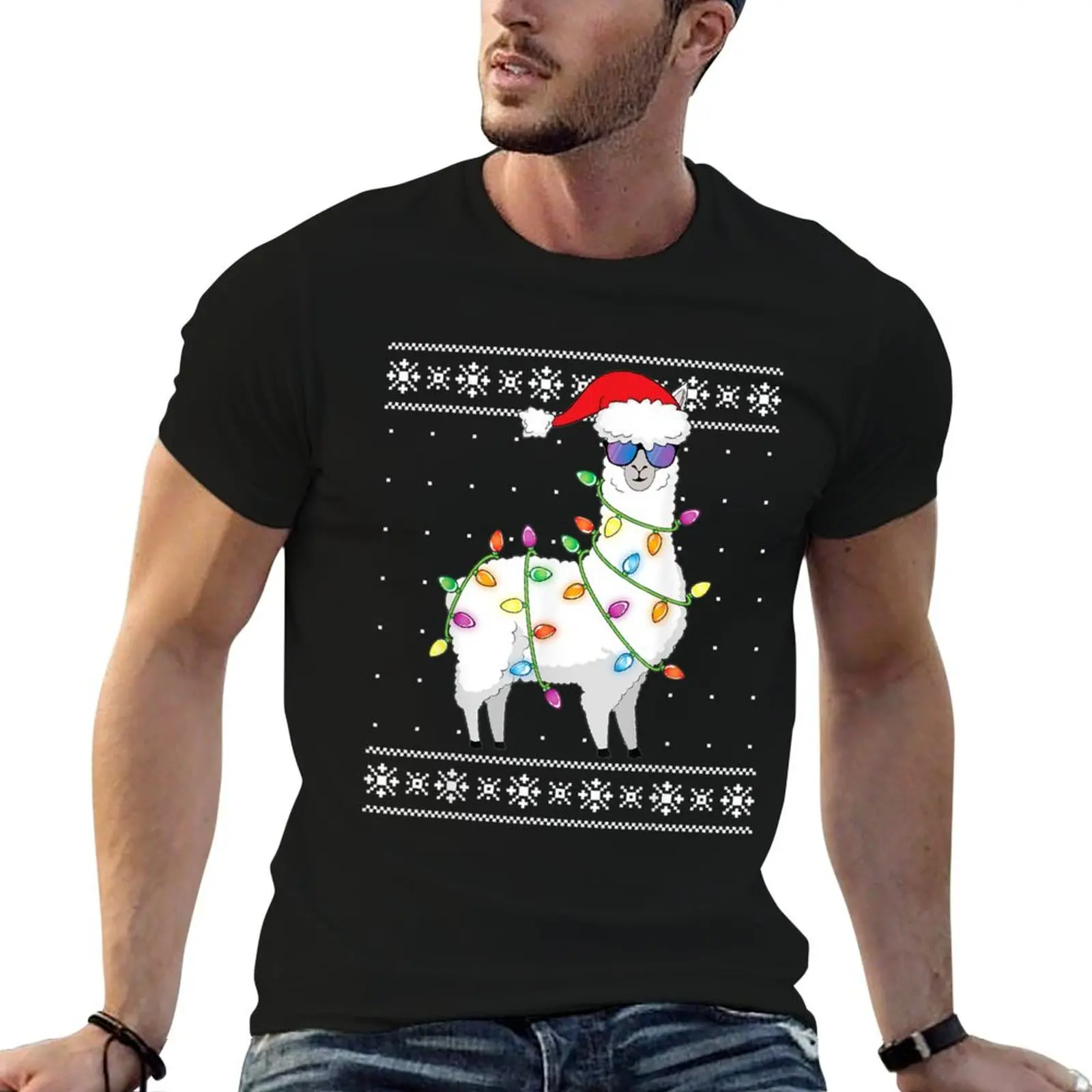 

Alpaca Christmas Lights Ugly Christmas Sweater Alpaca Holiday Shirt Christmas Alpaca Pajamas Lover Xmas Gift Alpa T-Shirt