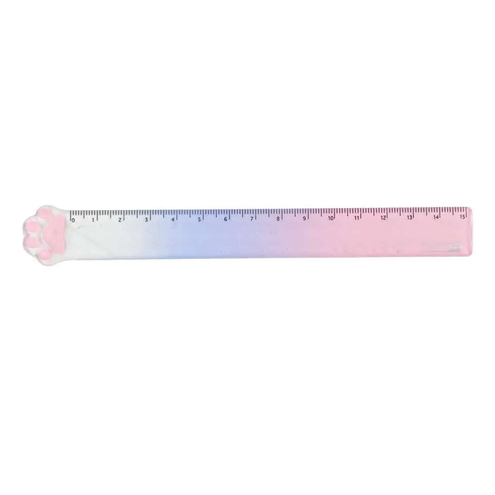 Cat Paw Design Cat Paw 15cm Straight Ruler Transparent Multifunction Math Drawing Ruler Acrylic Dividing DIY Drawing Tools