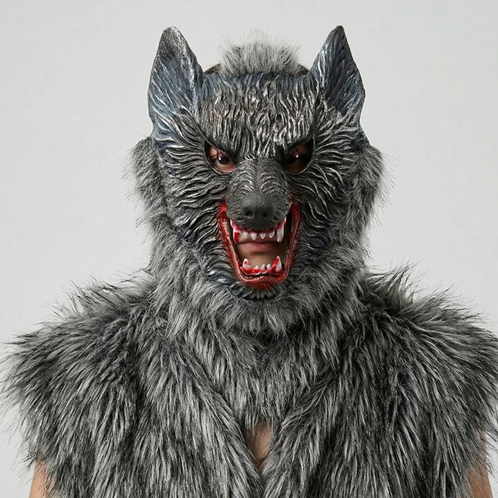

Realistic Furry Werewolf Animal Mask Cosplay Half Face Wolf Masks Halloween Carnival Dress Up Party Costume Props