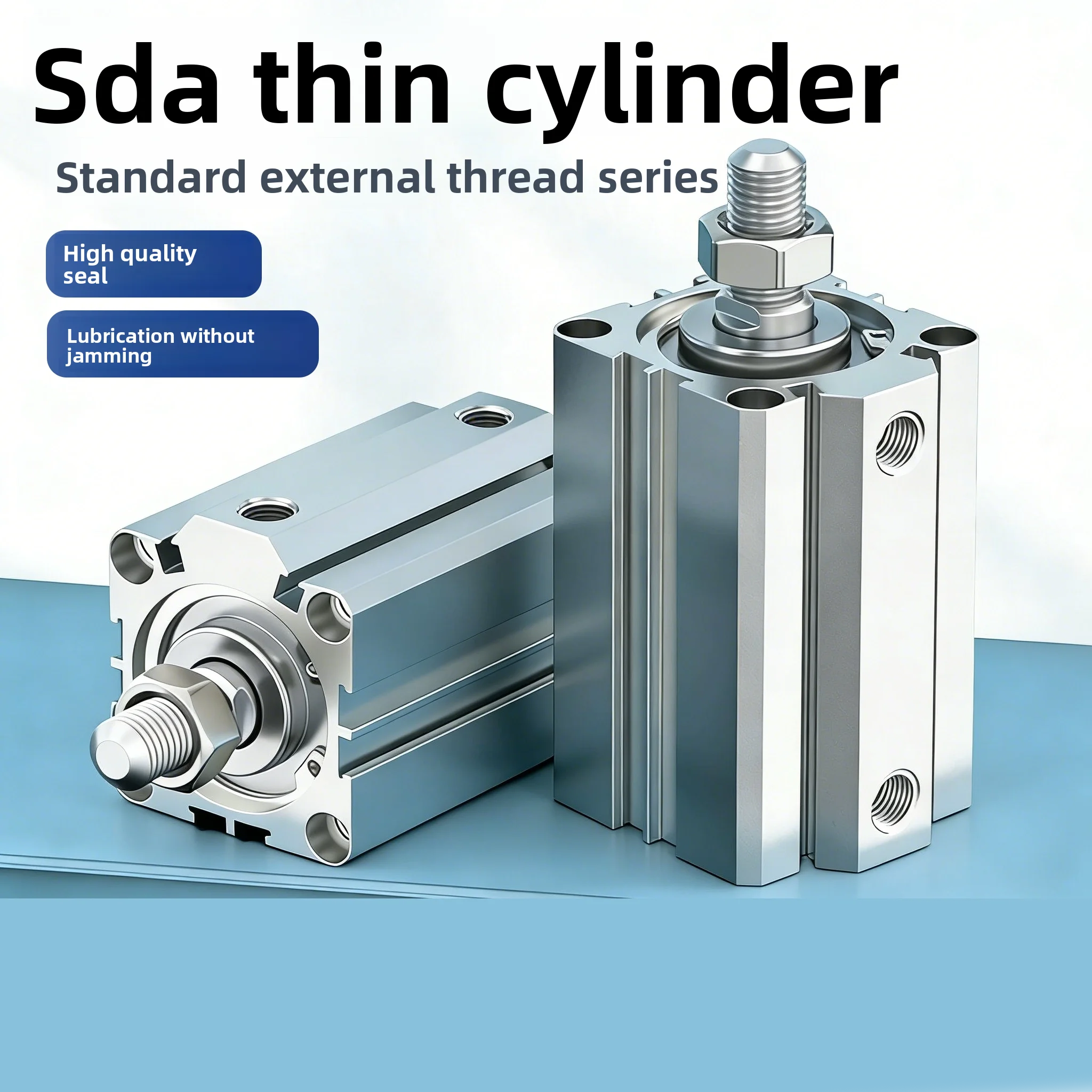 SDA B Series Male Thread Air Pneumatic Compact Thin Cylinder Bore 12 16 20 25 32 40 50 63 80mm Stroke 5 10 20 25 30 40 45 50mm