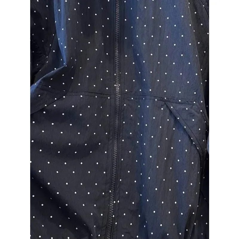Polka Dot Hooded Jaet Women's Loose Casual ort Outerwear Spring Autumn New Sle Korean Version Windproof Young-looking