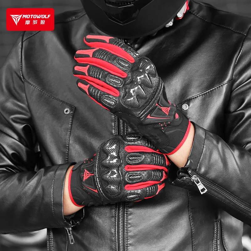 Motorcycle Gloves Summer Hardshell Protective Racing Gloves All Finger Touch Screen Mesh Cloth Breathable Gloves Four Seasons