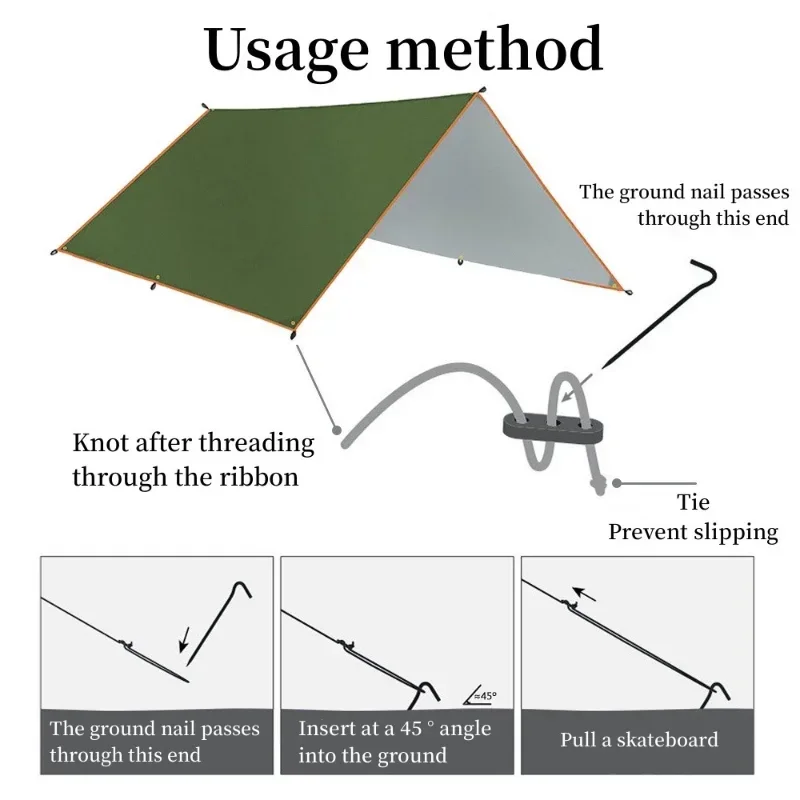 Silver Coating Camping Tarp Tent for Outdoor Waterproof Anti-UV Beach Awning Shade Portable Travel Sunshade Ultralight Canopy