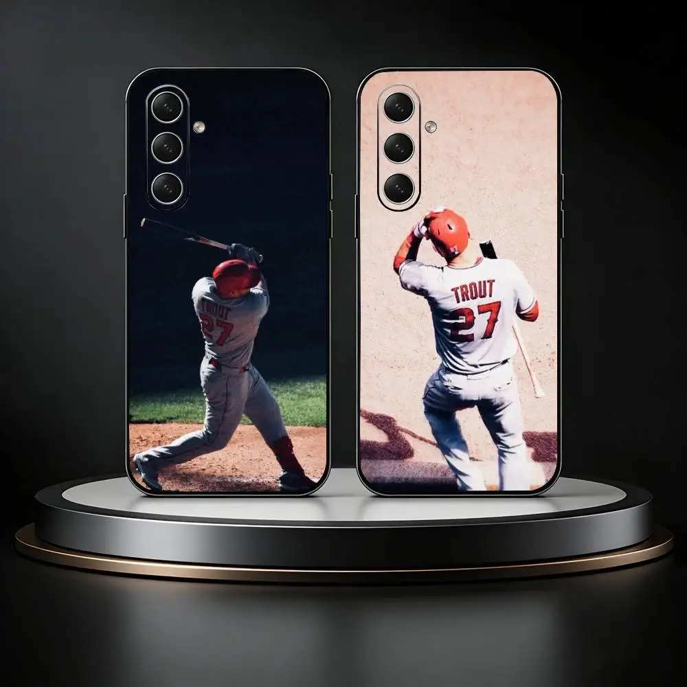 baseball player Mike T-Trout 27 Phone Case For Samsung Galaxy A73,21,22,32,71,53,52,51,80,5G Soft Black Cover