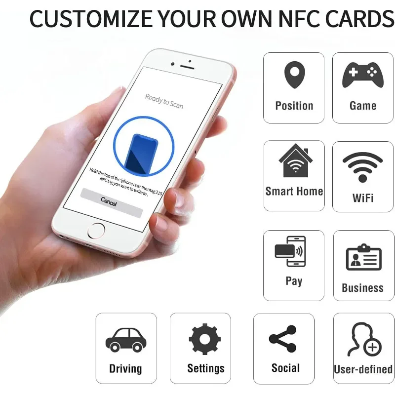 10-100 قطعة Ntag216 بطاقة NFC 13.56 ميجا هرتز RFID علامة قابلة لإعادة الكتابة قابلة للبرمجة 888 بايت ذاكرة لنظام أندرويد جميع هواتف NFC تمكين