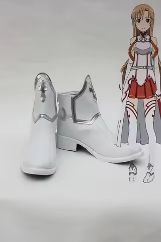 SAO Sword Art Online Anime Asuna Yuuki Cosplay Shoes White Boots Custom Made