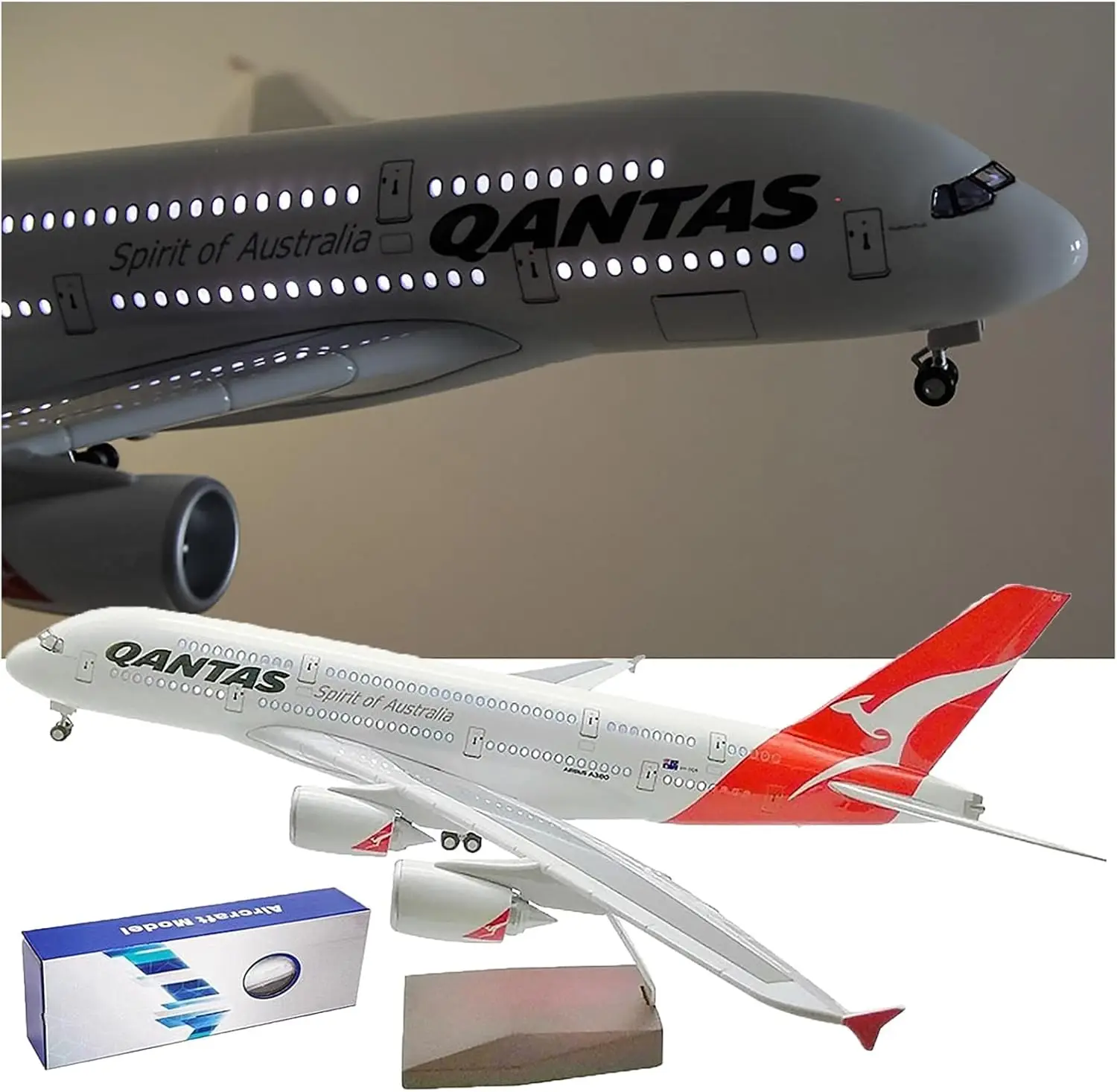 

A380 Australia Airways Model Plane 47CM Scale Aircraft Resin airplane kids toys With Light and Stand Souvenir Airplane Diecast