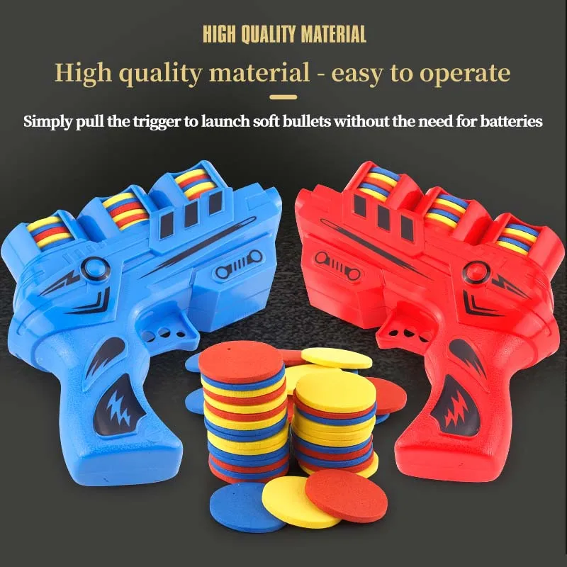 Children's Shooting Toy Gun With Soft Bullets Catapult EVA Flying Saucer Gun Outdoor Battle Repeated Shooting Games Toys